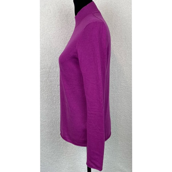 MASSIMO DUTTI • Magenta Wool-Cashmere Blend Long Sleeve Mockneck Sweater, XS - Picture 7 of 16